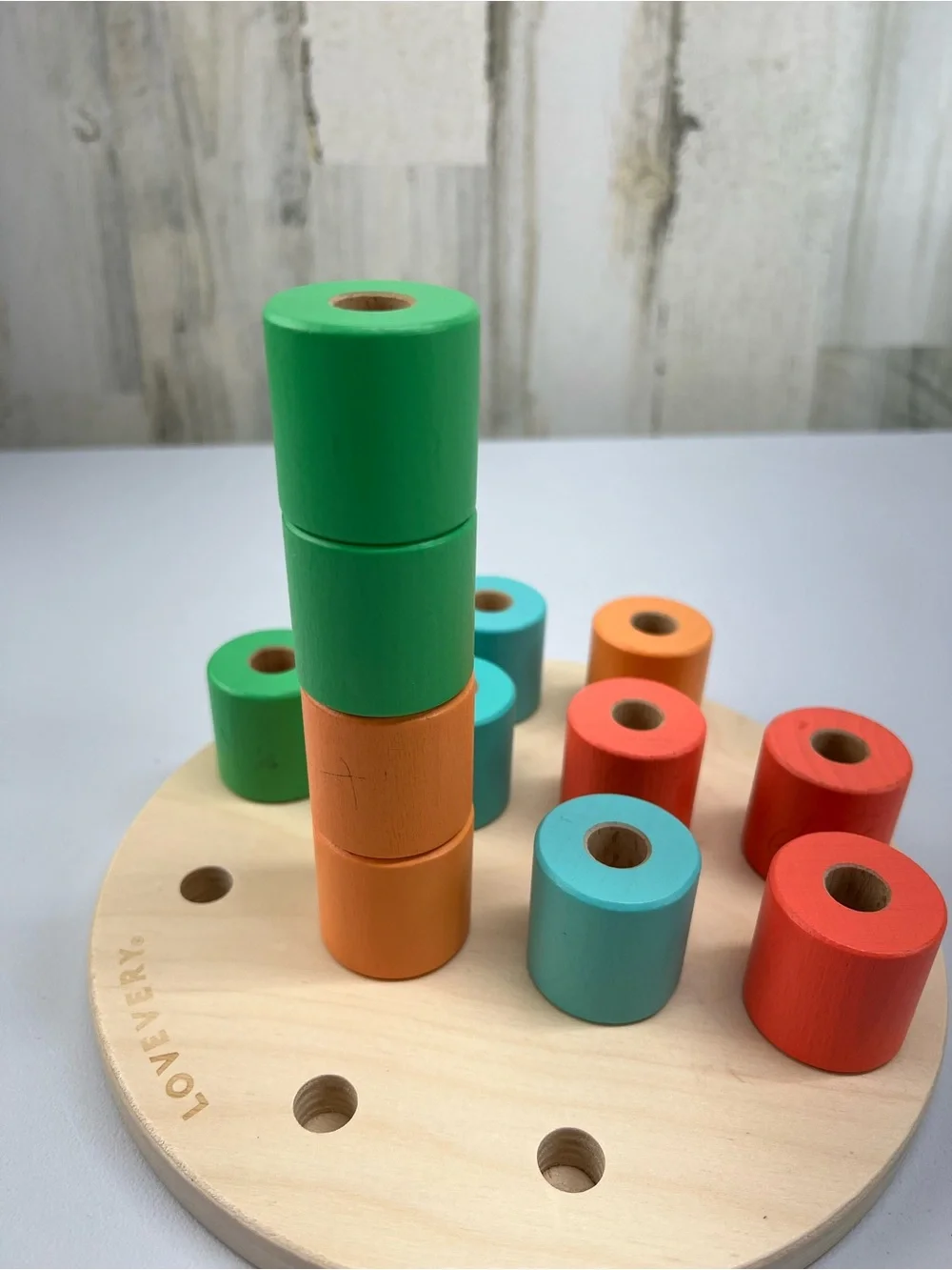 Lovevery Wooden Stacking Pegboard Wooden Montessori Inspired Fine Motor Toy